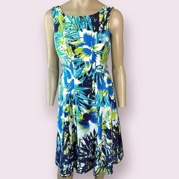 Nine West Floral Sleeveless Fit and Flare Shift Party Dress Size 10 Multicolor - Picture 1 of 16